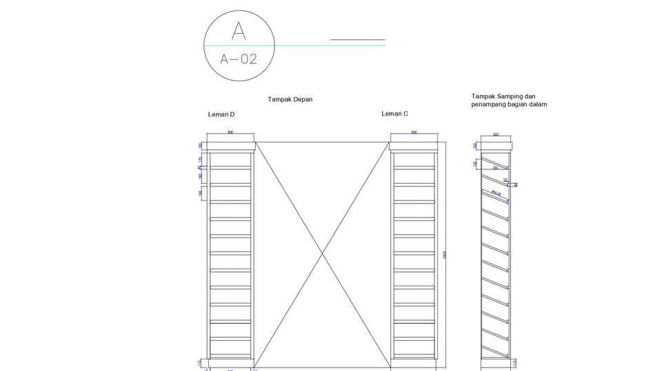 Detail lemari sepatu di apartemen essence
detail B