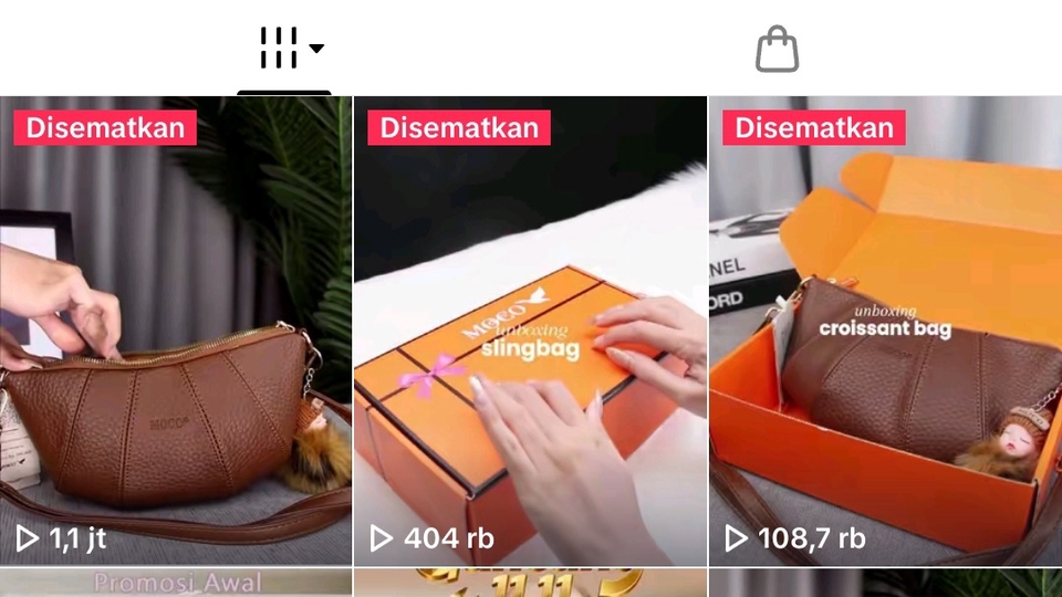 Membuat content untuk produk Tas, jam analog, fashion (kaos dan celana), gamis, snack (cemilan) dan