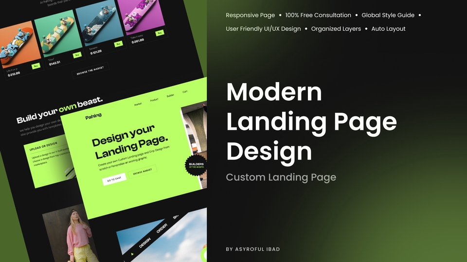 Desain landing page profesional yang modern, responsif. Cocok untuk kebutuhan bisnis dan campaign.