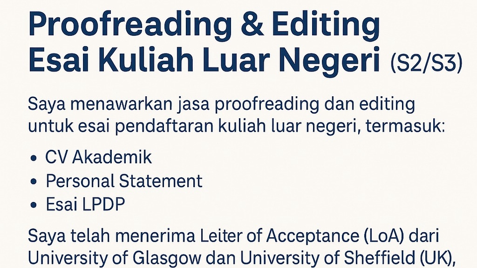 Jasa Proofreading dan Pengecekan Grammar - Proofreading & Editing Esai Kuliah Luar Negeri