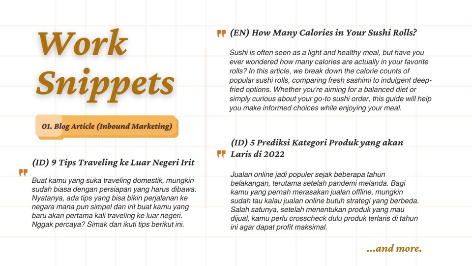 Jasa penulisan artikel bahasa Indonesia dan Inggris.