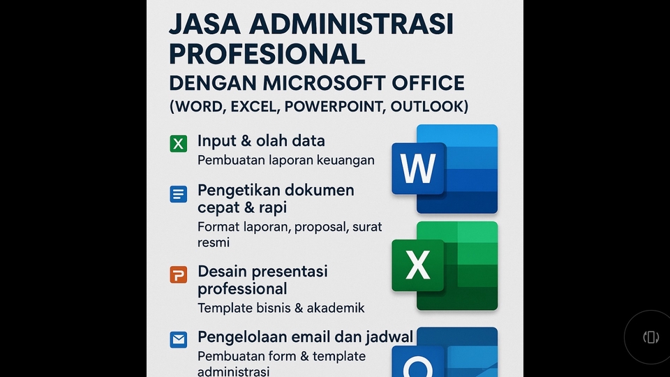 Jasa Administrasi Profesional dengan Microsoft Office (Word, Excel, PowerPoint, Outlook)