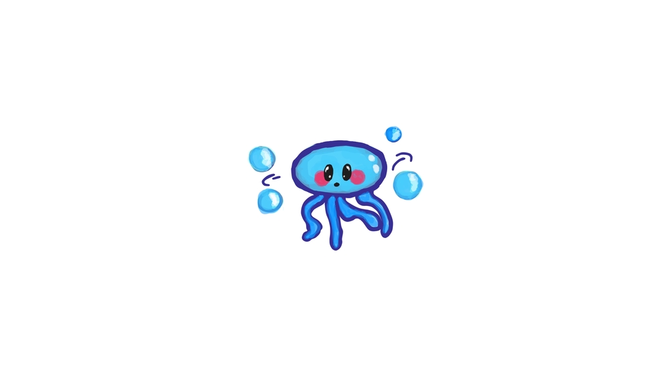 a cute blue character jellyfish with pastel colour