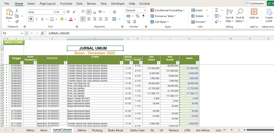 Akuntansi dan Keuangan - Laporan Keuangan Dari Mutasi Rekening Badan Usaha (PT & CV) - 2