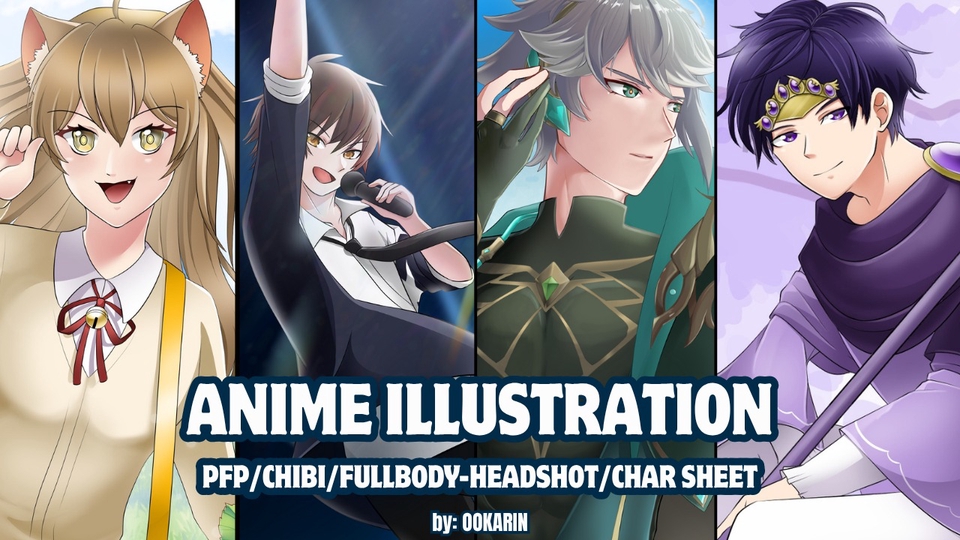 Jasa Pembuatan Karakter VTuber Profesional dan Terpercaya - Anime Illustration PFP/Chibi/Fullbody-Headshot/Char Sheet