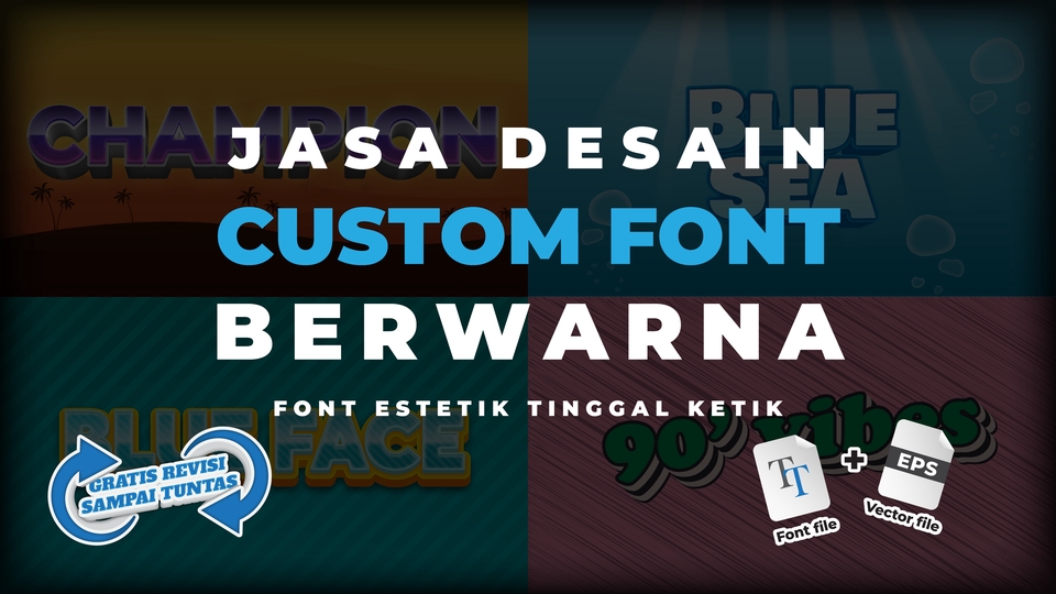 Jasa Desain Font Brand, Games, Kaos Terkeren - Custom Desain FONT BERWARNA, GRATIS Revisi Sampai Tuntas