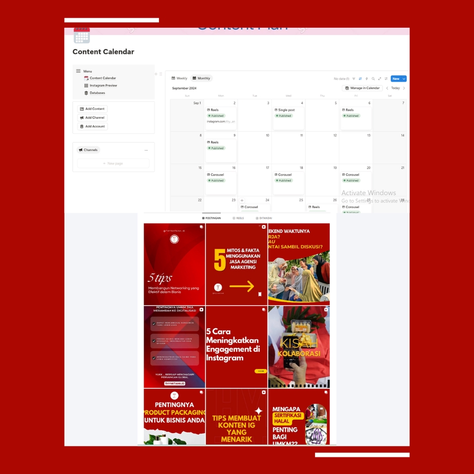 Content plan + desain postingan instagram