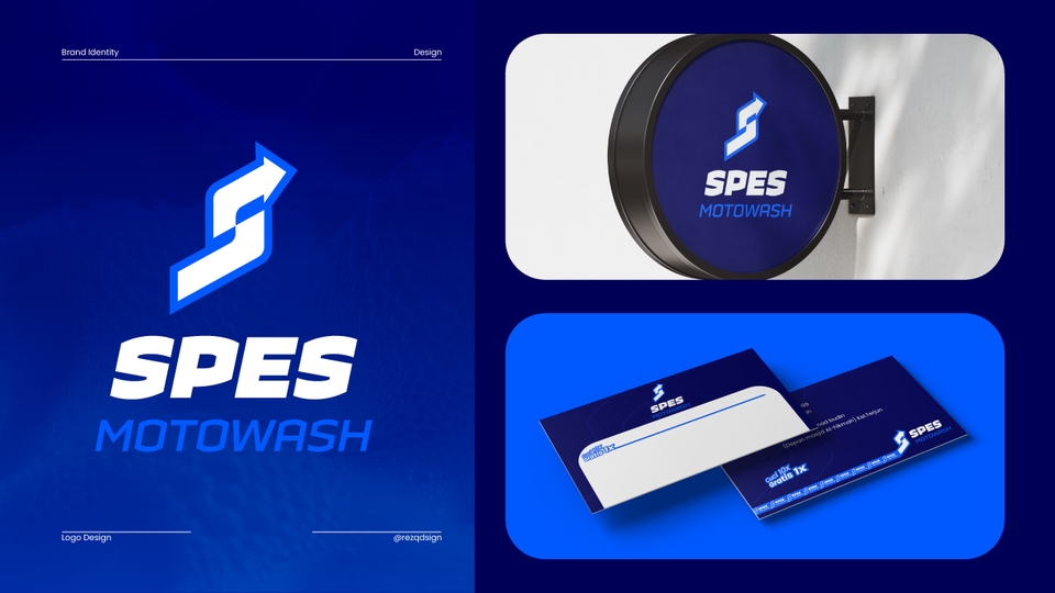 Design logo untuk bisnis cuci motor. Logo ini menggunakan style yang modern, minimalist, dan unik.