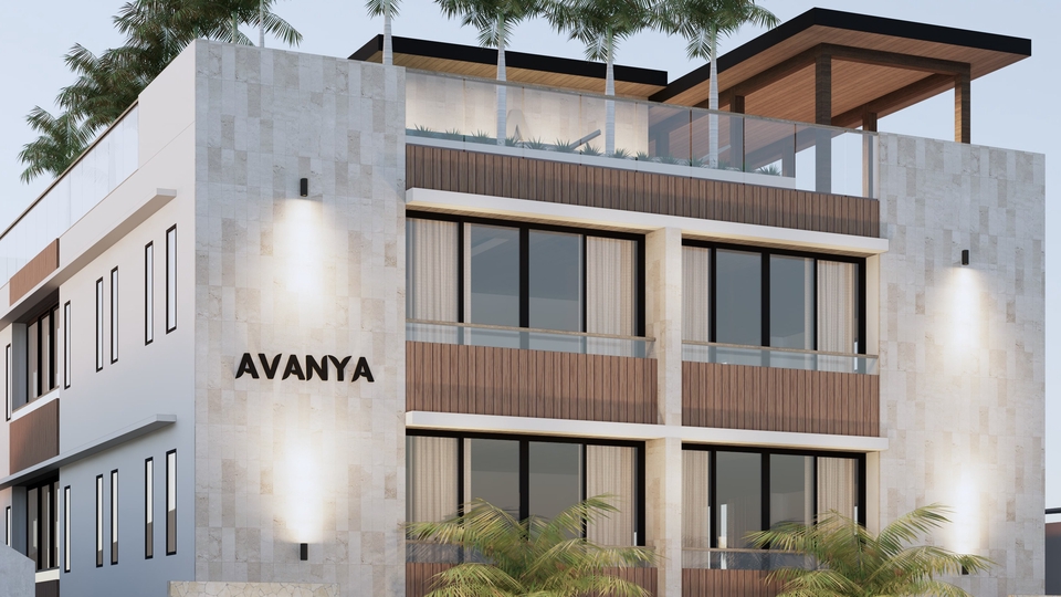 Avanya Apartment – A modern 4-story tropical residence featuring 26 units, pool, and elegant rooftop