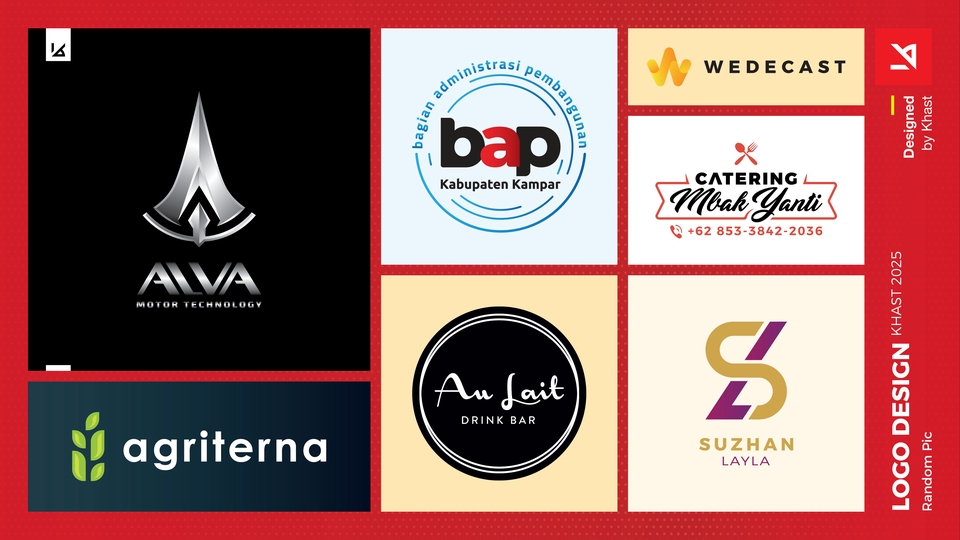 Logo-logo ini tampil profesional dan beragam, cocok untuk teknologi, kuliner, dan gaya hidup lokal.