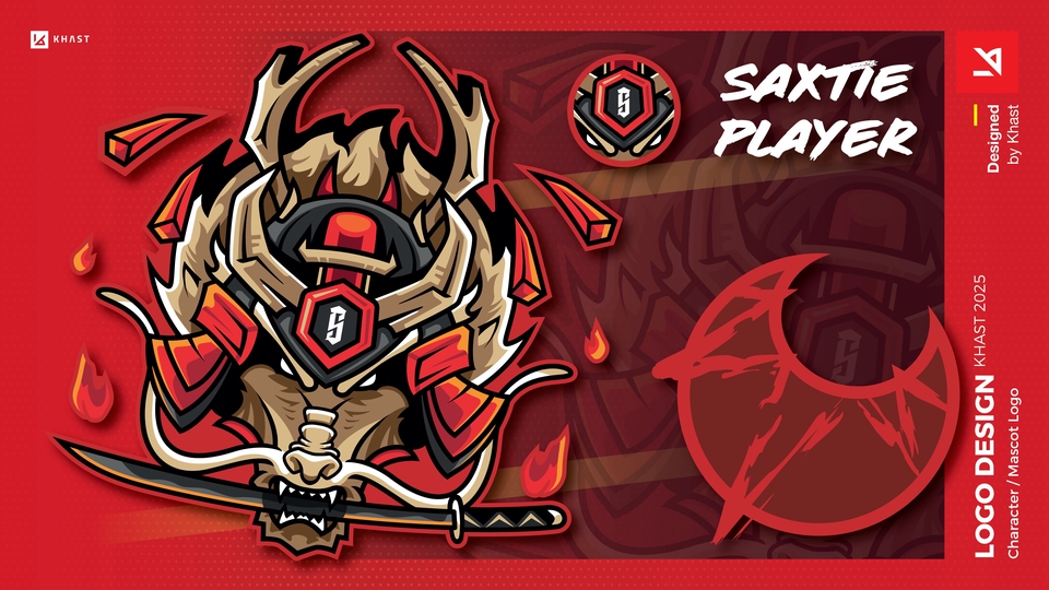 Logo by KHAST bertema samurai ini tampil garang, penuh energi, dan kuat secara simbol visual tempur.