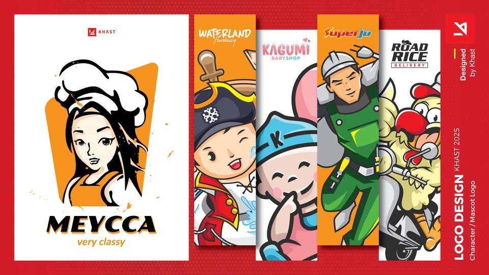 Logo by KHAST ini tampil ceria dan komunikatif, cocok untuk brand kuliner, bayi, dan layanan lokal.