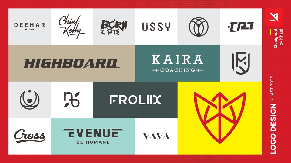 Kolase logo wordmark menampilkan identitas visual beragam unik, adaptif, dan penuh karakter merek.