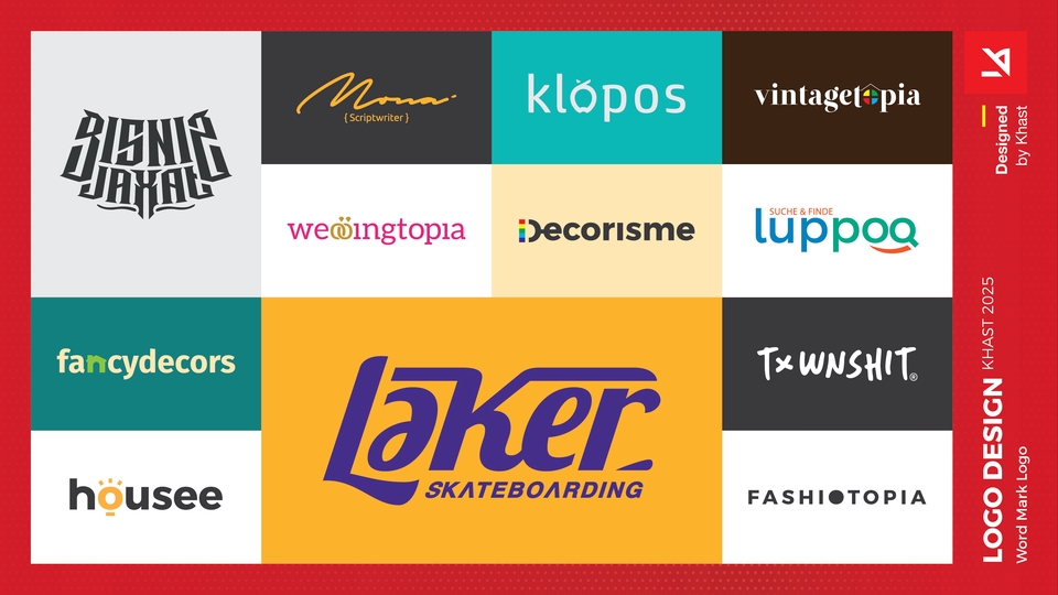 Logo wordmark by KHAST ini menampilkan gaya teks yang khas, komunikatif, dan mudah dikenali publik.