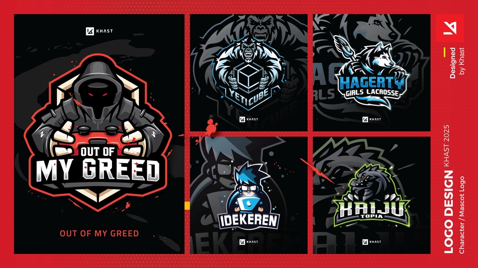 Logo maskot tampil ekspresif dan penuh karakter, cocok untuk brand game, tim, atau konten digital.