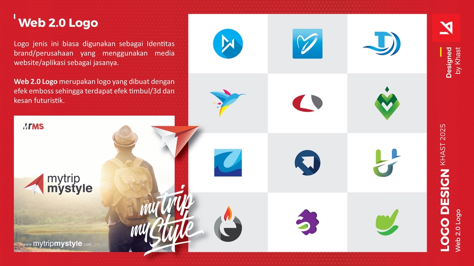 Logo Web 2.0 by KHAST tampil futuristik dengan efek timbul, gradasi, dan kesan digital yang dinamis.