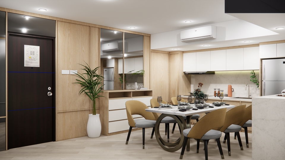 Desain 3D realistis, clean, estetik & fungsional untuk interior dan eksterior berbagai ruang