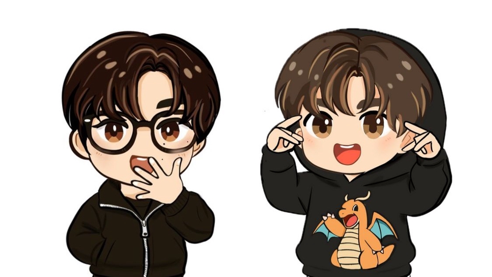 Chibi Art K-Pop Style Ilustrasi chibi custom dengan gaya khas idol Korea. Cocok untuk hadiah