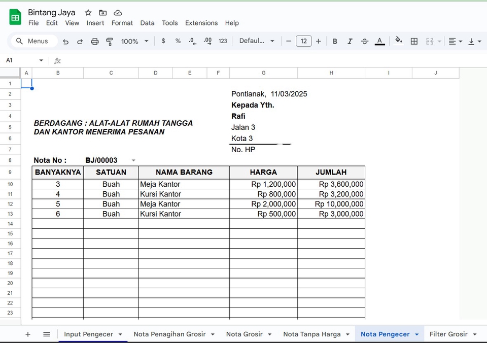Entri Data - Jasa Excel, Spreadsheet, Dashboard, Google Sheets, Otomatisasi, Macro/Apps Script, dan Google Form - 9