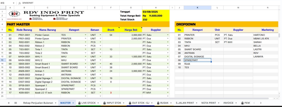 Entri Data - Jasa Excel, Spreadsheet, Dashboard, Google Sheets, Otomatisasi, Macro/Apps Script, dan Google Form - 12