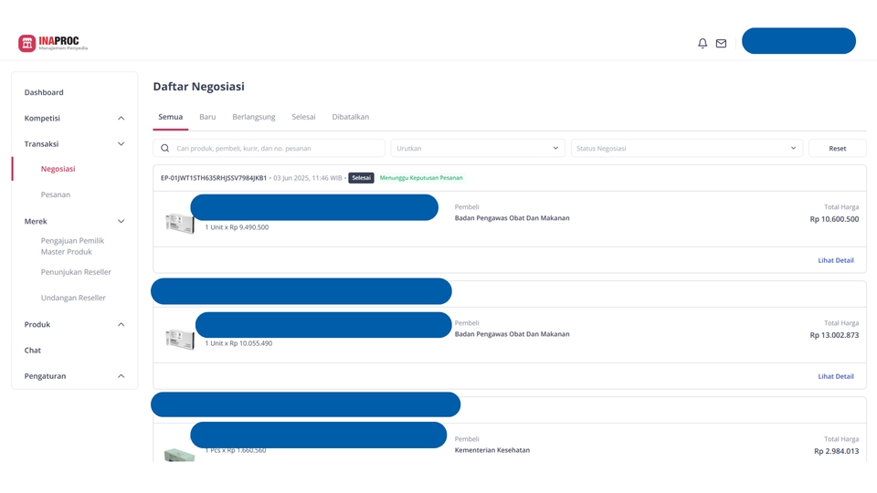 Jasa Lainnya - Jasa Konsultasi terkait akun, produk atau mekanisme transaksi di INAPROC / e-catalague V.6.0  - 2