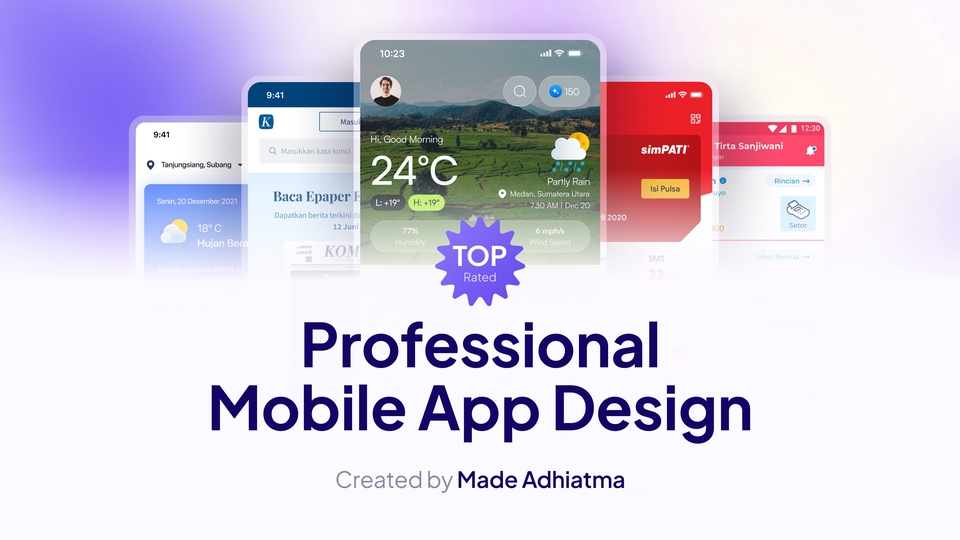 Professional mobile app design modern, clean, dan siap tingkatkan conversion.
