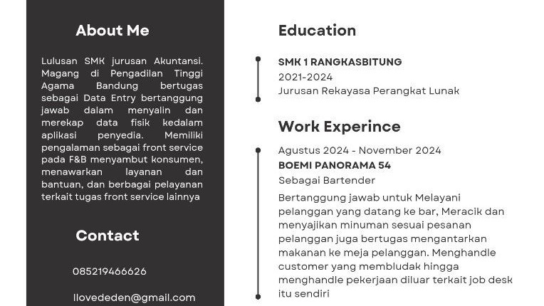 Jasa Desain CV (Curriculum Vitae) & Portofolio - Pembuatan cv