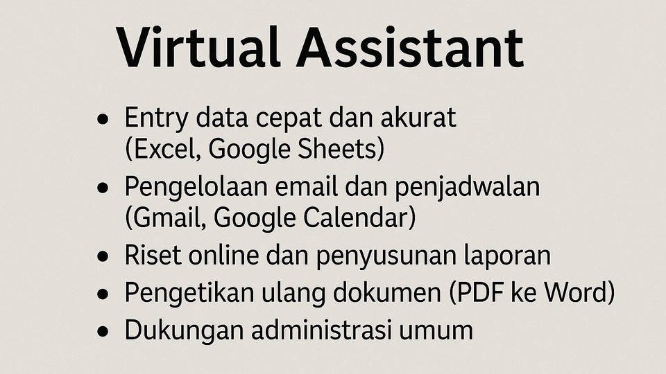 Jasa Virtual Assistant/Sekertaris Terbaik & Terpercaya - Asisten Virtual Terpercaya | Cepat, Teliti, dan Siap Kerja