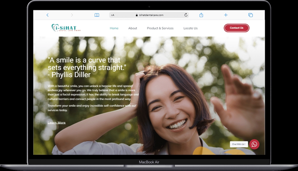 Website Klinik Gigi, Branding klinik dengan tampilan yang elegan