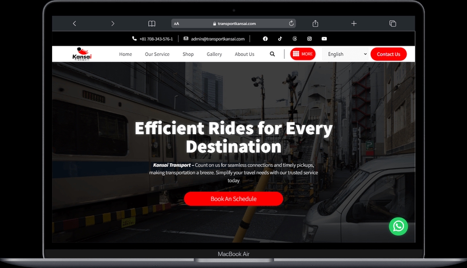 Website Company Profile Jasa Transportasi di Jepang, Website ini memiliki fitur booking form/wa