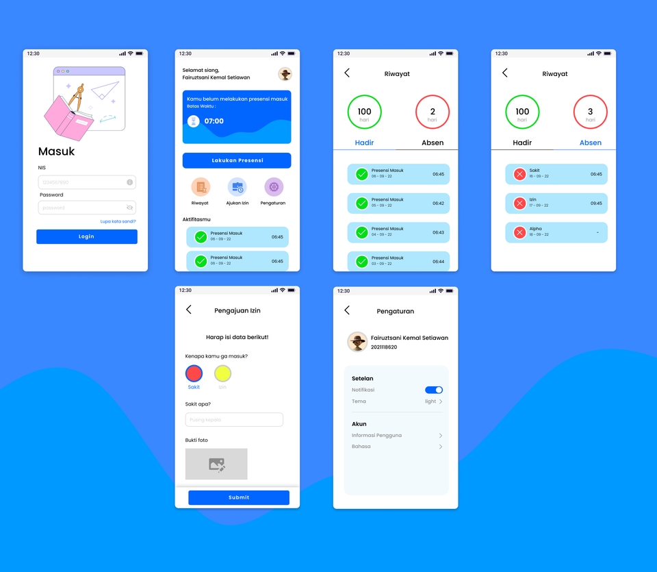Aplikasi mobile untuk presensi menggunakan face recognition dengan flutter.