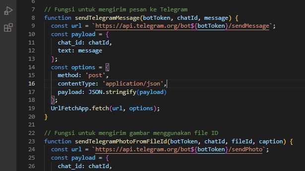Potongan Code, untuk mengetahui ID telegram Kita