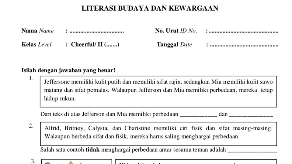 Soal soal tingkat SD kecuali mandarin dan inggris