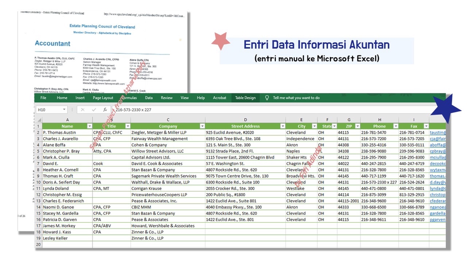 Mengentri data informasi akuntan dari hasil scan ke Microsoft Excel