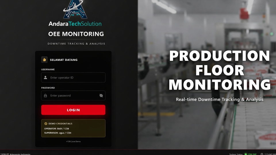 OEE Monitoring System adalah monitoring performa mesin produksi guna meningkatkan performa produksi