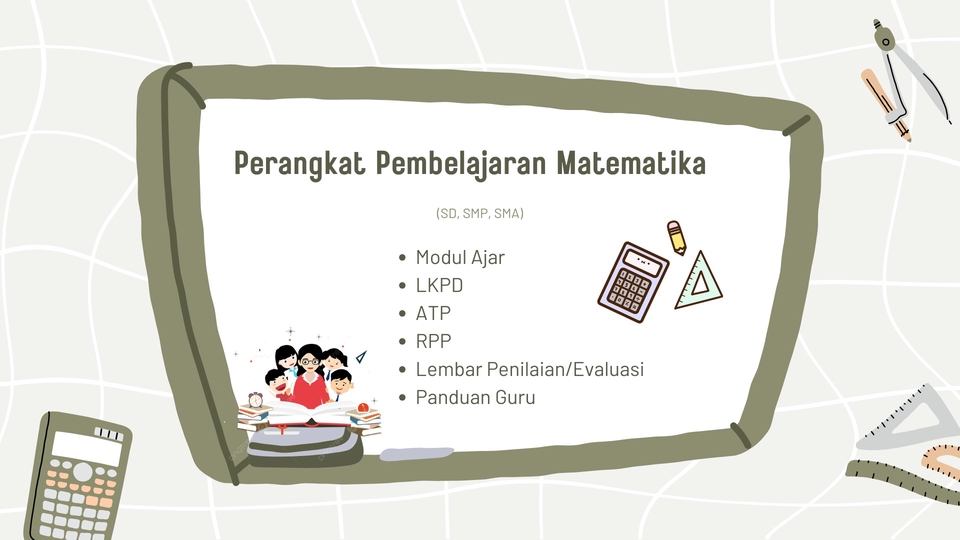Perangkat pembelajaran matematika SD–SMA, rapi & profesional, siap pakai sesuai kurikulum.