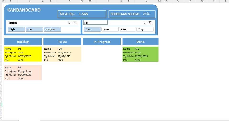 Dashboard Excel - Template Kanbanboard Dasboard Excel - 3