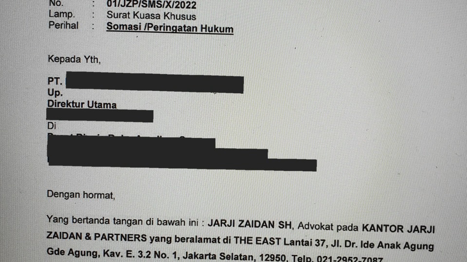 Hukum - PERJANJIAN, SOMASI, REVIEW (DRAFTING), LEGAL OPINI, KONSULTASI KORPORASI & LITIGASI - 7