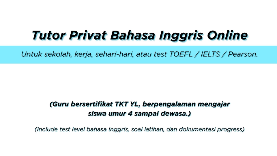 Belajar dan Kursus Komputer Online - Tutor Bahasa Inggris Online (untuk anak-anak sampai dewasa) per pertemuan (1 jam)