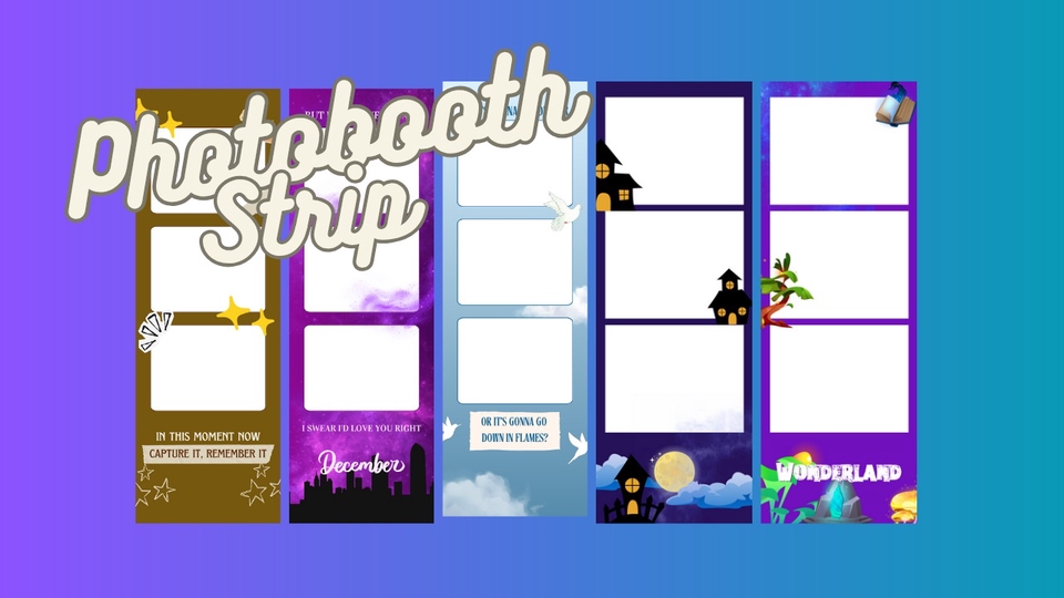 Photobooth Strip Desain Ilustrasi manual full warna 