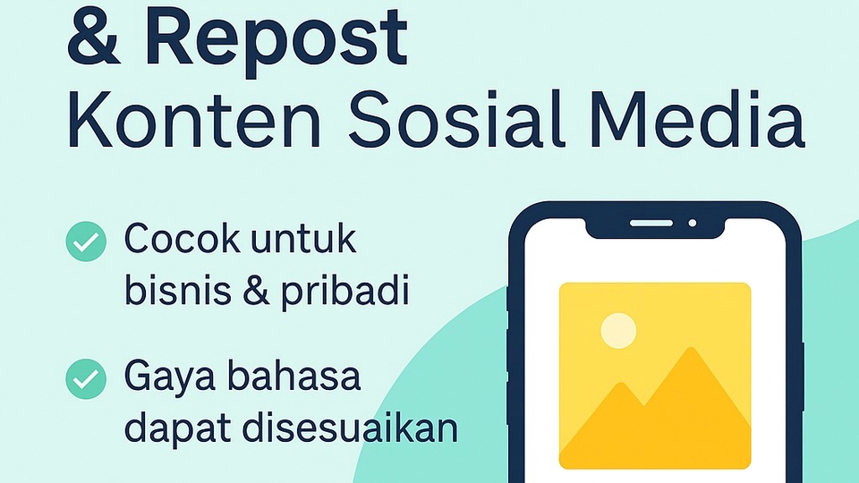 Cover promosi jasa caption, repost konten & upload produk. Desain bersih & menarik utk sosial media.