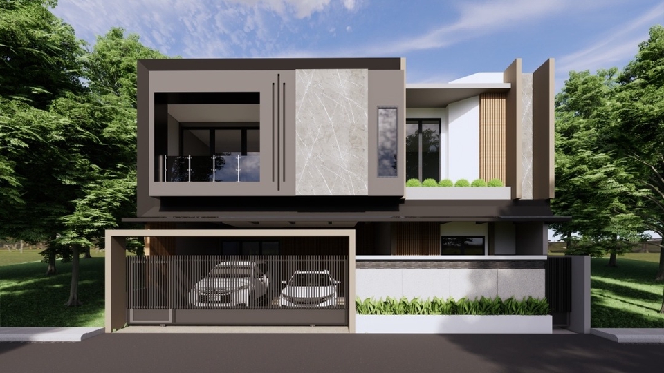 Jasa Desain Interior, Exterior Bangunan dan Render 3D - PEKERJAAN RUMAH MINIMALIS 2 LANTAI