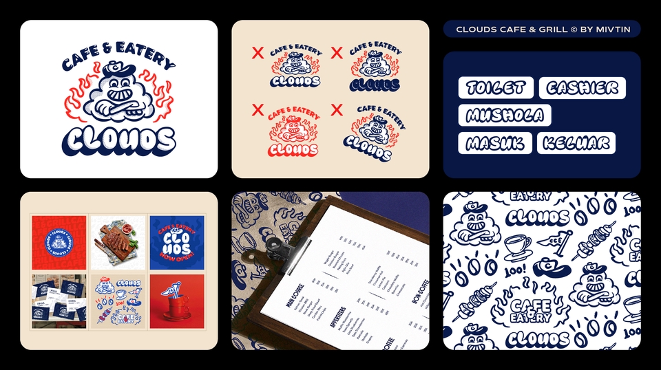 Logo branding cafe & eatery dengan konsep mascot classic. Memunculkan paduan menarik dan hangat 