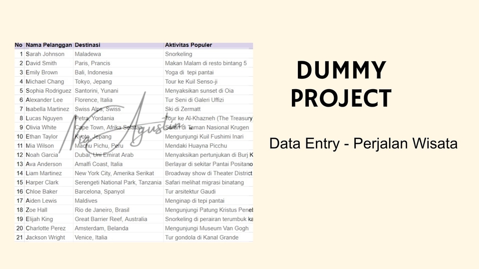 Project data entry