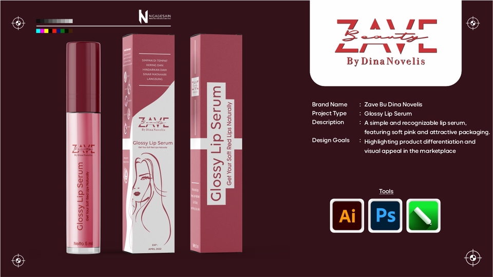 Desain merah putih yang berani, pancarkan energi dan daya tarik feminin.