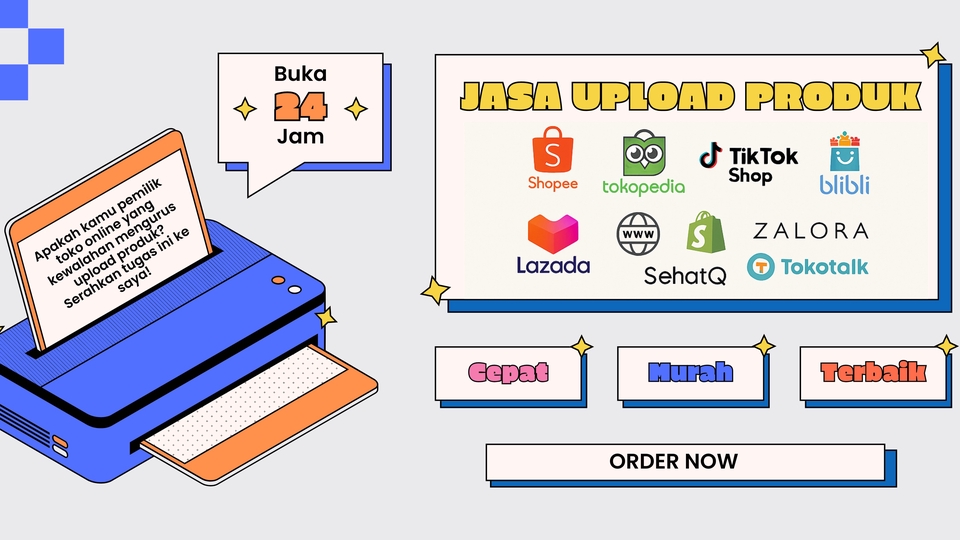Jasa Upload Produk ke Marketplace atau Toko Online - Jasa Upload Produk Marketplace (Shopee, Tokopedia, TikTok Shop, Lazada, Blibli)
