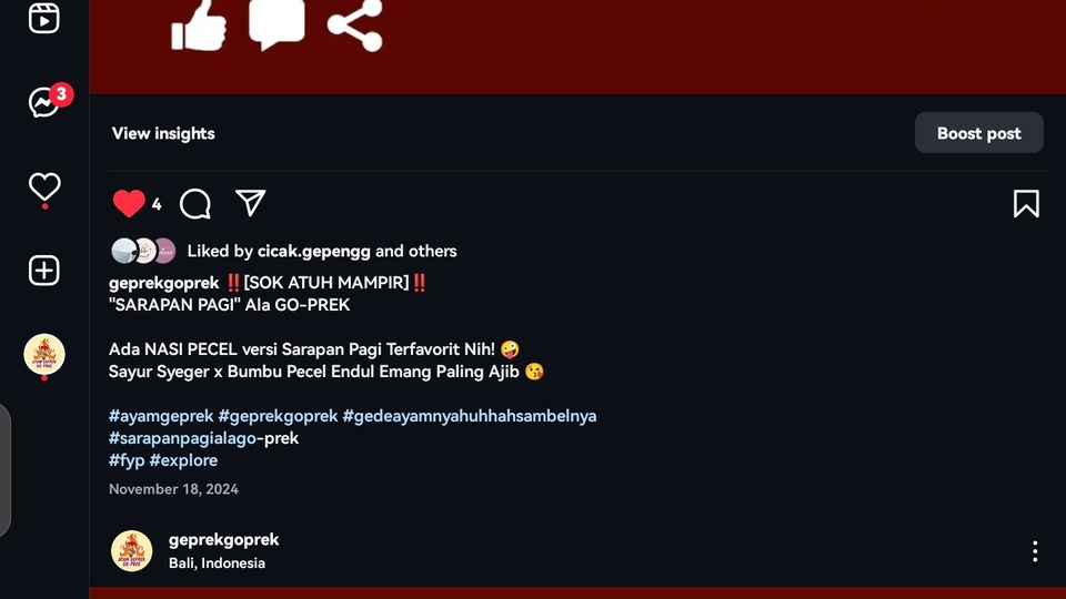 CAPTION PADA USAHA MAKANAN (promosi produk)