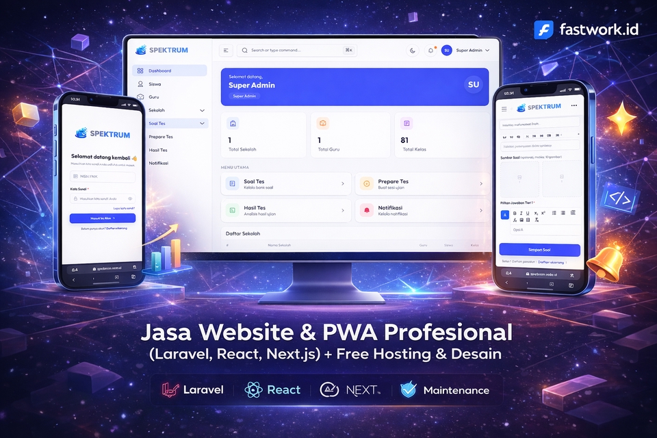 Web Development - Jasa Website & PWA Profesional (Laravel, React, Next.js) + Free Hosting & Desain - 2