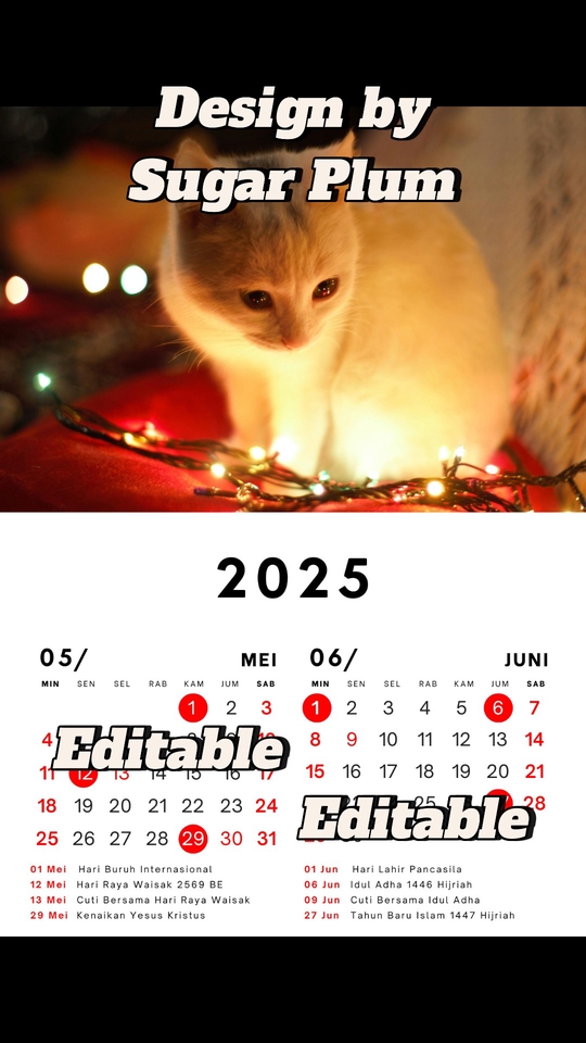 Kalender kucing gemas gaya soft dan estetik