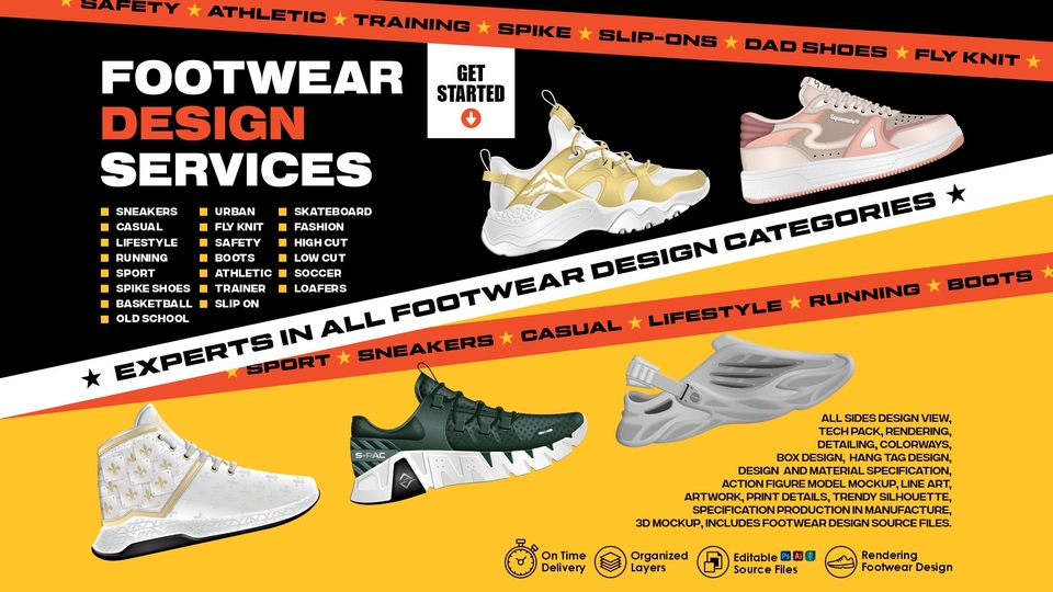 Konsep desain sepatu untuk keperluan brand dan manufacture